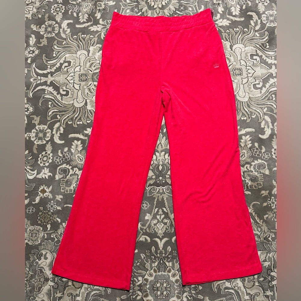 Juicy Couture Wide Leg Terry Cloth Bright Pink Pants
